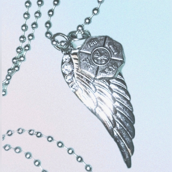 Angel Wing Maltese Cross Fire Rescue Pendant - Picture 3 of 15